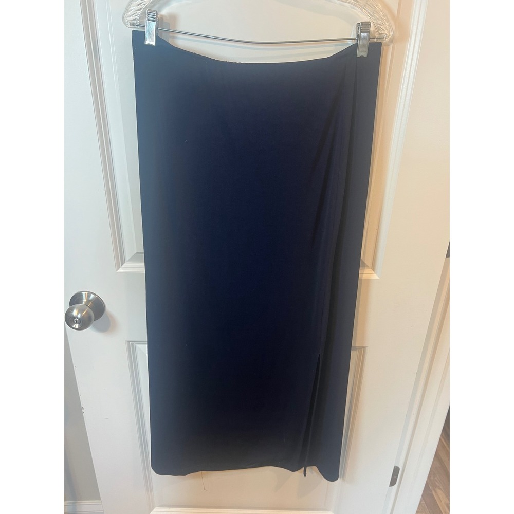 JKLA California Womens Maxi Skirt Side Slit Navy Blue XL